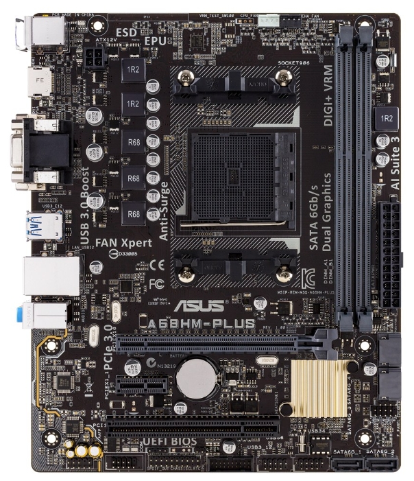 Asus Soc Fm2 A68hm Plus Amd A68 2xddr3 Dimm 1333 2400 Mgc 1xpci E X16 1xpci E X1 1xpci 4xsata 6gb S Raid 0 1 10 Jbod Zvuk 7 1ch Hda 8xusb 2 0 Vyhod S Pdif 1xcom D Sub