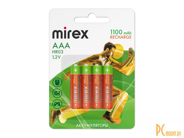 Аккумулятор Ni-MH Mirex AAA, 1100мАч, блистер, 4 шт.