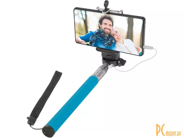 Штатив (монопод) для селфи Defender Selfie Master SM-02 голубой, проводной, 20-98 см (29404)