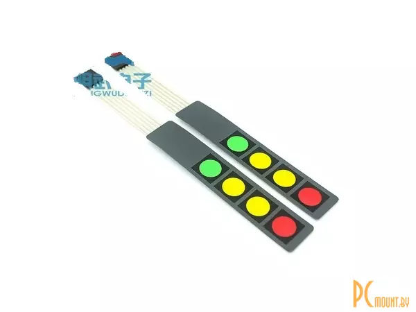 Модуль клавиатура 1x4 мембранная, красная, желтая, желтая, зеленая кнопка
