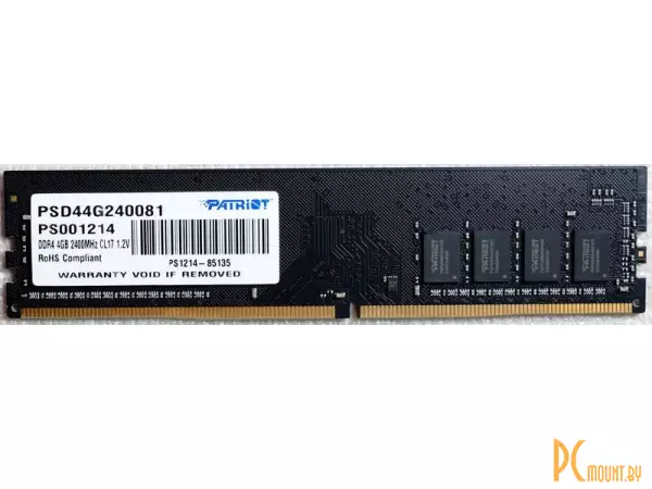 Память оперативная DDR4, 4GB, PC19200 (2400MHz), Patriot PSD44G240081