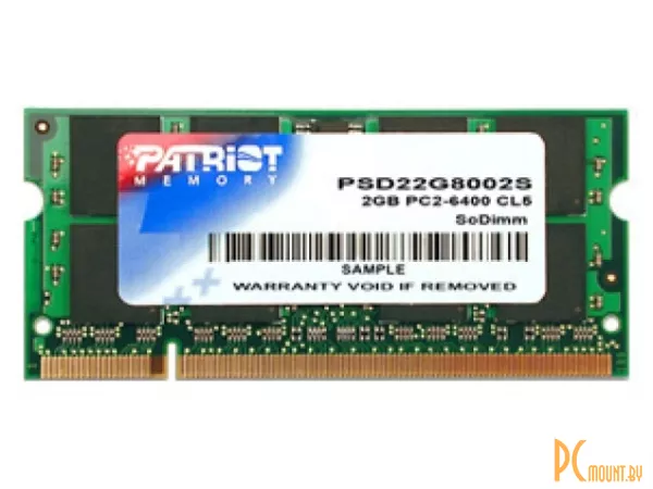 Память для ноутбука SODDR2, 2GB, PC6400 (800MHz), Patriot PSD22G8002S